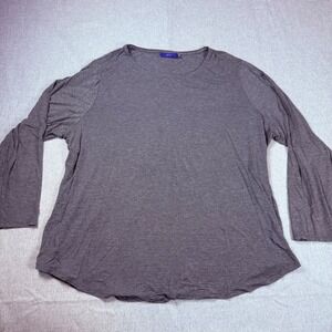 Apt. 9 Womens 3X Gray Metallic Pinstripe Long Sleeve Rayon Blend Knit Top Shirt